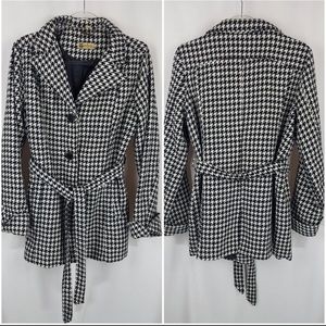 Odyn coat wool blend herringbone black/white XL